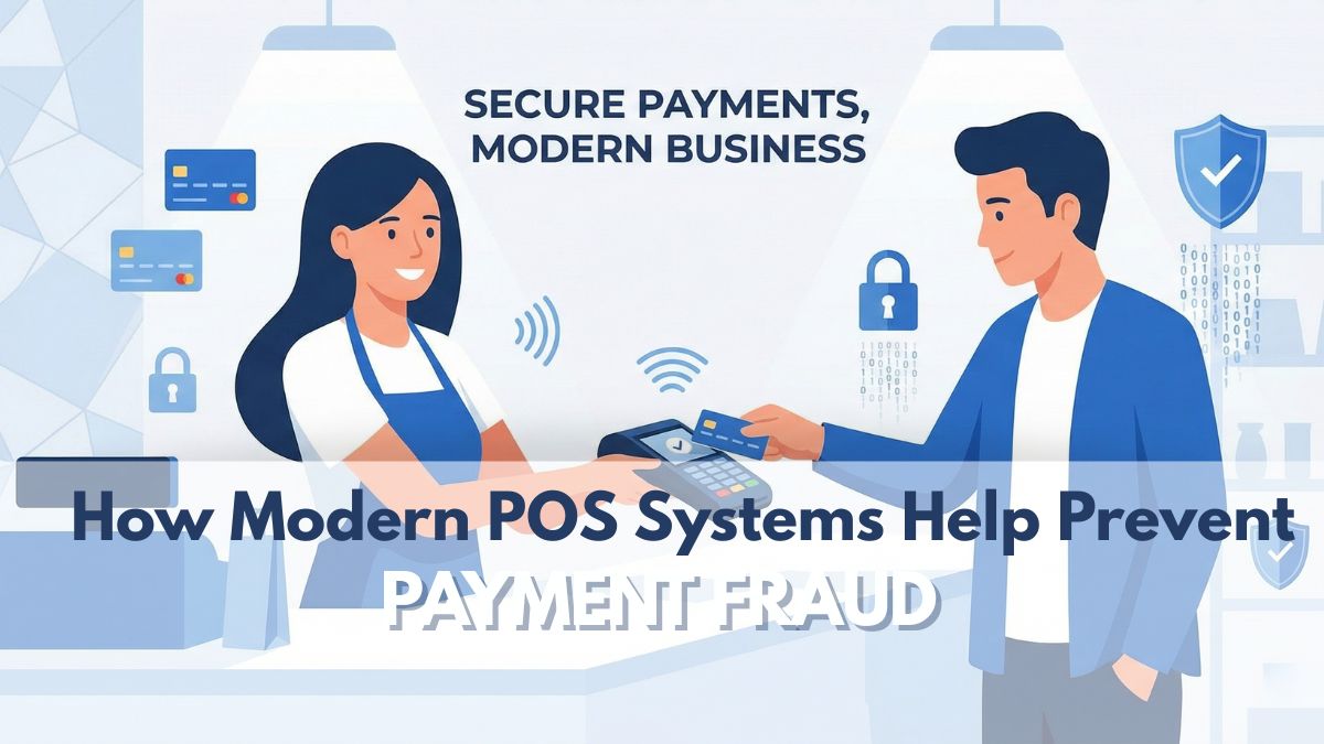 Modern POS system helping prevent payment fraud during a secure card transaction